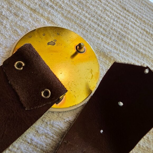 Vintage Sueded Belt with Victorian Romantic Couple Depiction Buckle - Picture 3 of 6